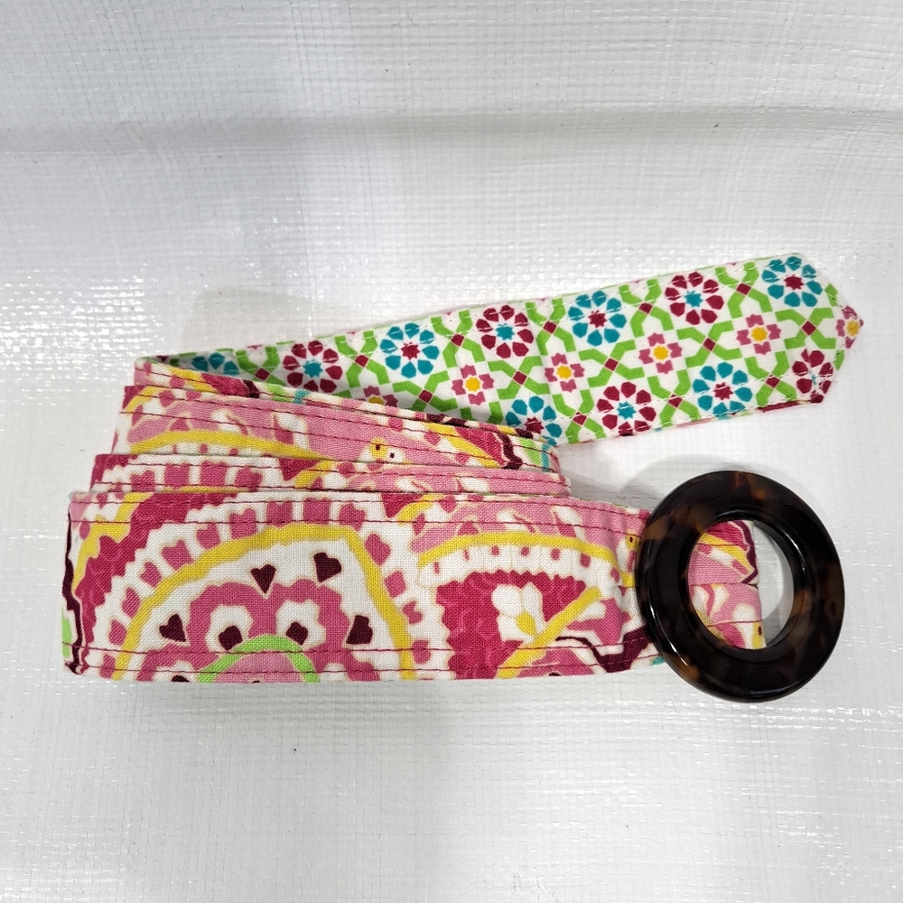 Vera Bradley Capri Melon Fabric Belt With Tortoise Round Buckle